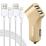Overtime 2.4Amp Dual USB Car Charger With Apple Certified Lightning Cable