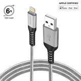 Overtime Apple MFi Lightning Cable 6Ft - Silver