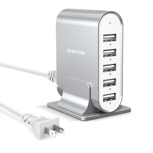 Overtime 35.5W/7.1A 5-Port USB Hub Charger, Desktop Charger Charging Station