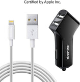 Dual USB 2.4A Car Charger with Apple Certified 4ft Lightning Cable - VarietySell