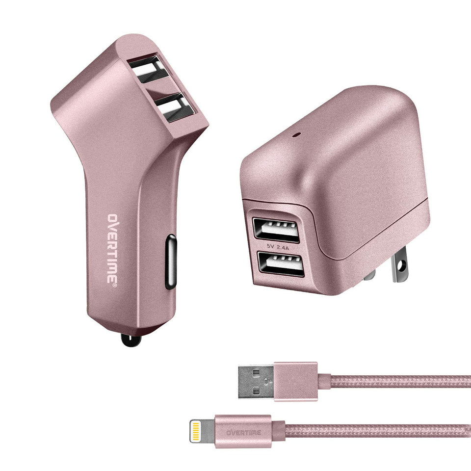 Apple MFI Certified Dual USB Wall & Car Charger with Lightning Cable - VarietySell