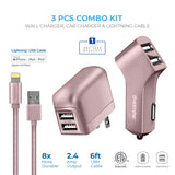 Apple MFI Certified Dual USB Wall & Car Charger with Lightning Cable - VarietySell