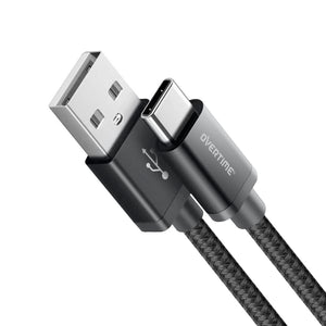 Overtime USB Type C Premium Braided Cable Fast Rapid Charging USB Cable 6 Ft Black