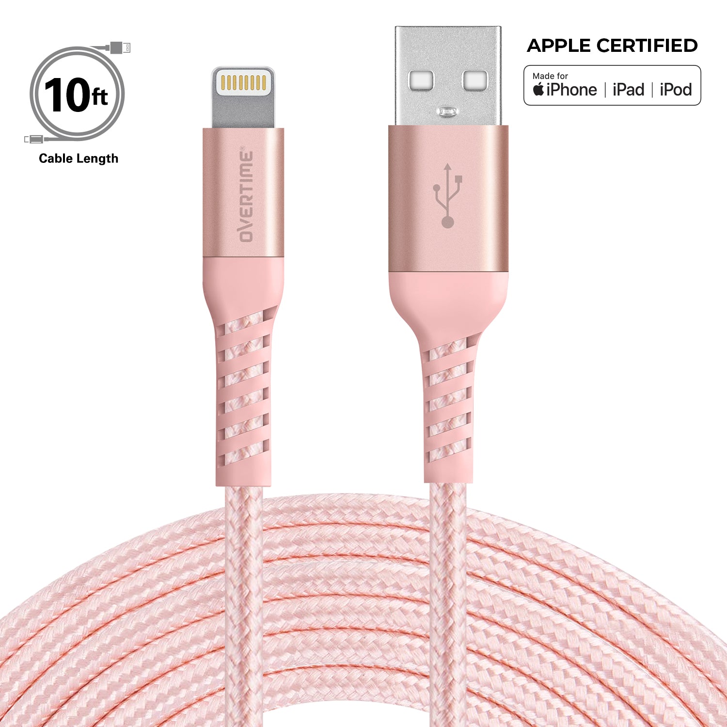 Overtime iPhone Charger Cable 4 Foot, Apple MFi Certified USB to Lightning  Cable, 4ft USB Cord for iPhone