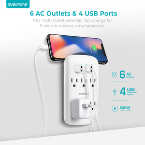 Overtime Socket Shelf 10 Port Wall Charger Surge Protector Single Pack - VarietySell